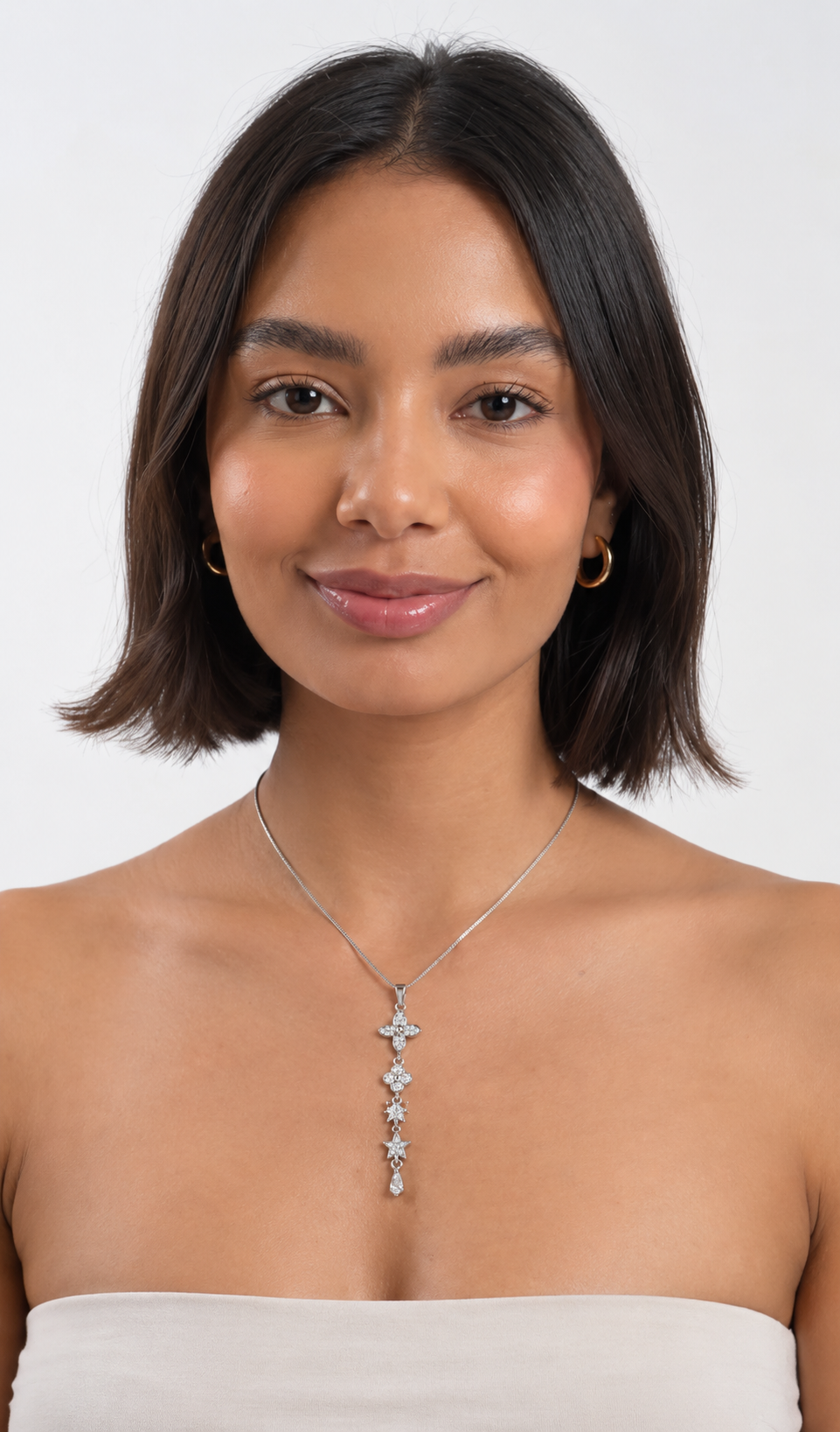 Silver Bloom Drop Necklace