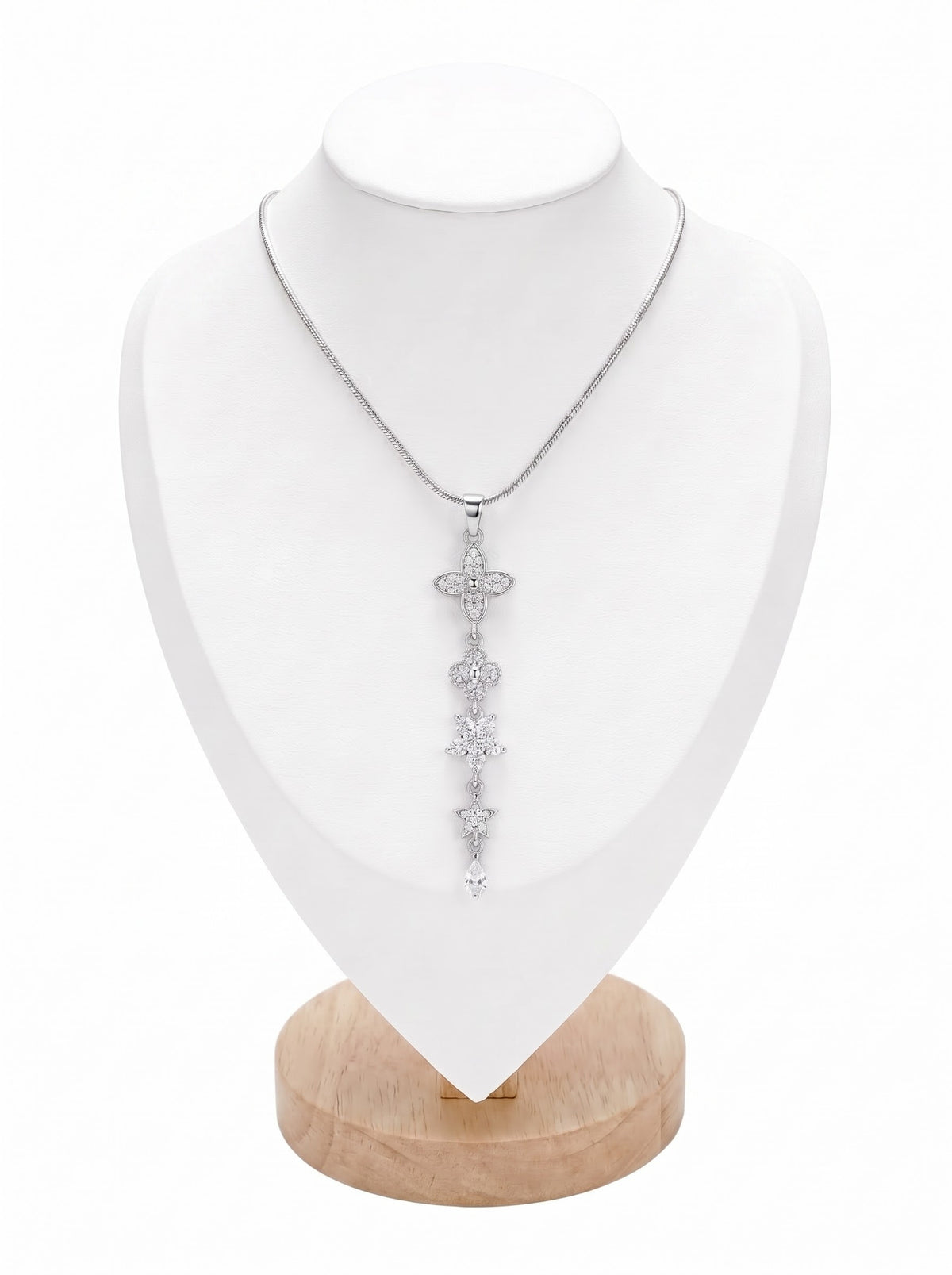 Silver Bloom Drop Necklace