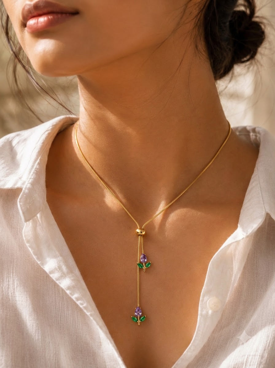 Petal Drop Lariat Necklace