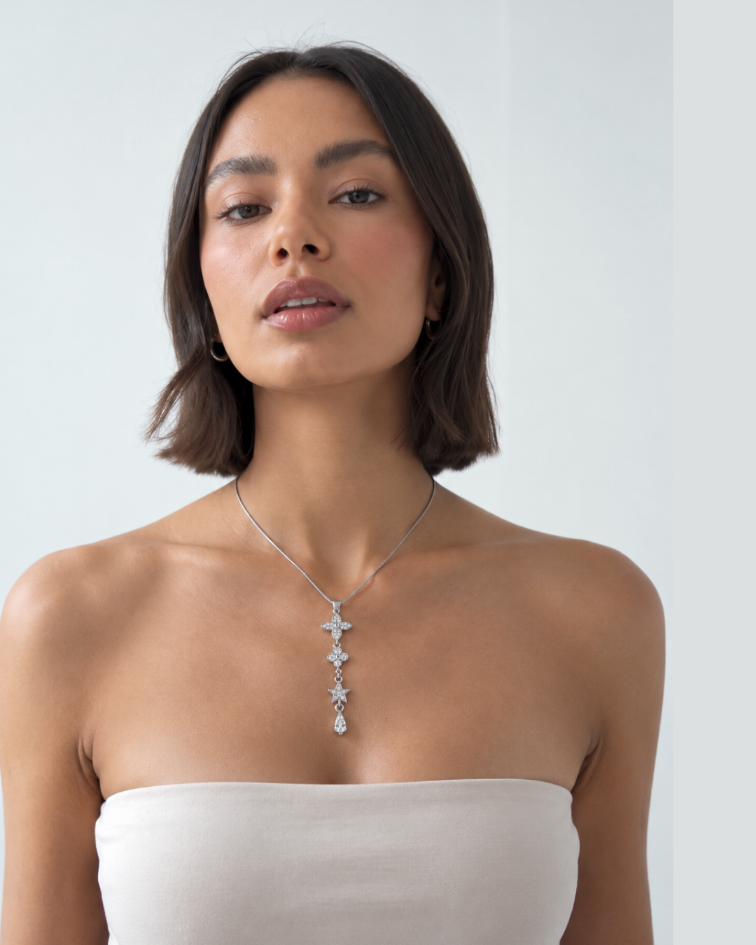 Silver Bloom Drop Necklace