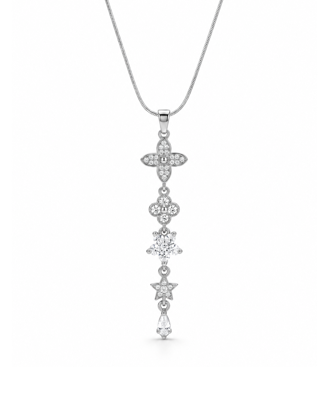 Silver Bloom Drop Necklace